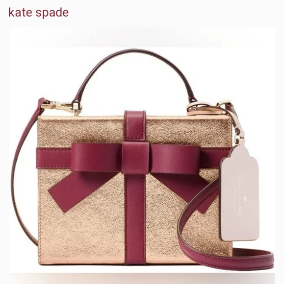 Kate Spade wrapping party crossbody or tote color golden/wine nwt - Picture 7 of 7